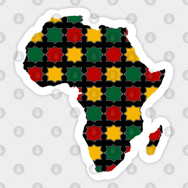 Africa map with geometric patterns colors Sticker by Tilila